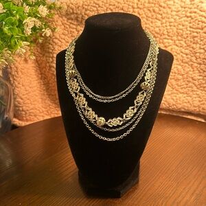 Vintage? Multi-strand silver ton necklace with hook closure